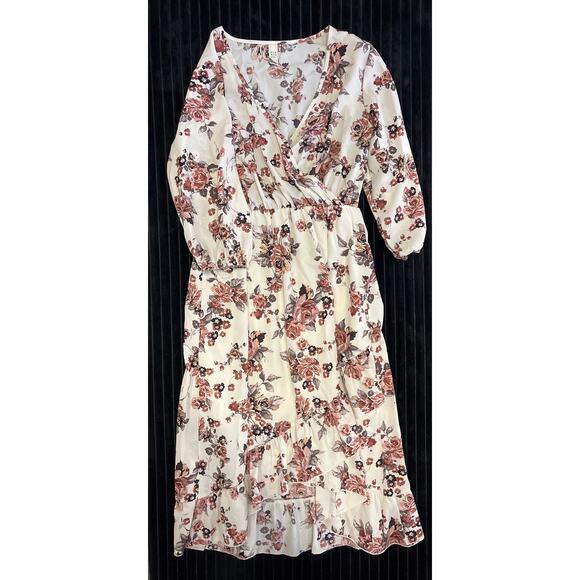 Flamingo Women’s Boho Babydoll High-Low Floral Dress 3/4 Sleeve Size Small - Picture 2 of 5